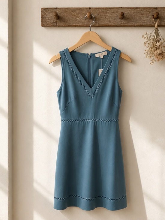 LOFT Dresses & Skirts - LOFT Teal Blue V-Neck Fit & Flare Mini Dress